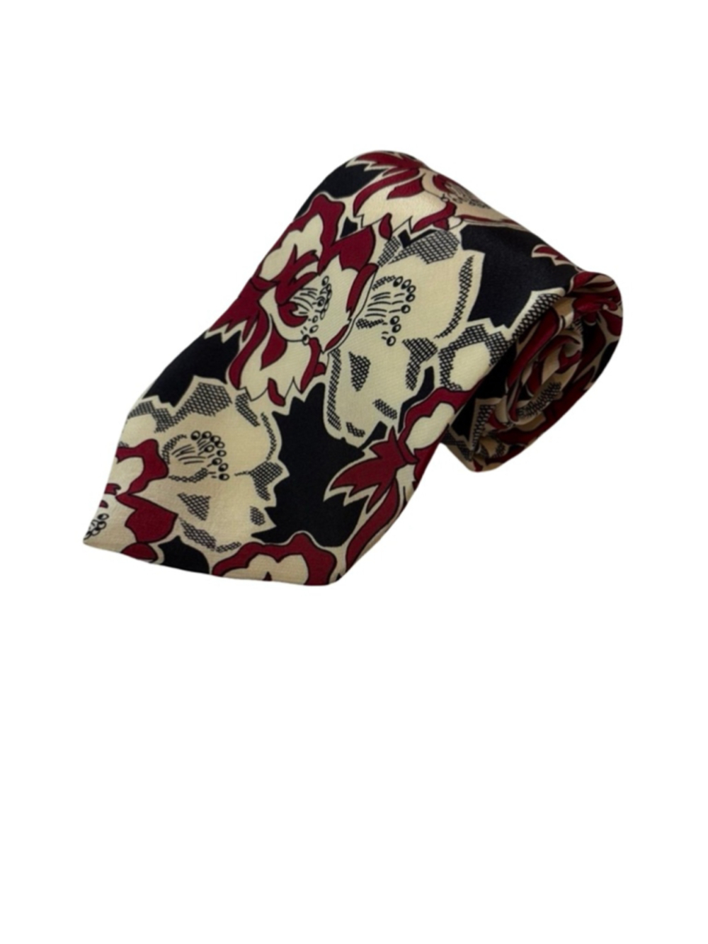 Giorgio Benelli Cravatte Floral Abstract Neck Tie Cream Red Black Italy